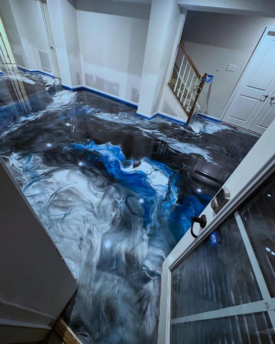 Blue marble epoxy floor