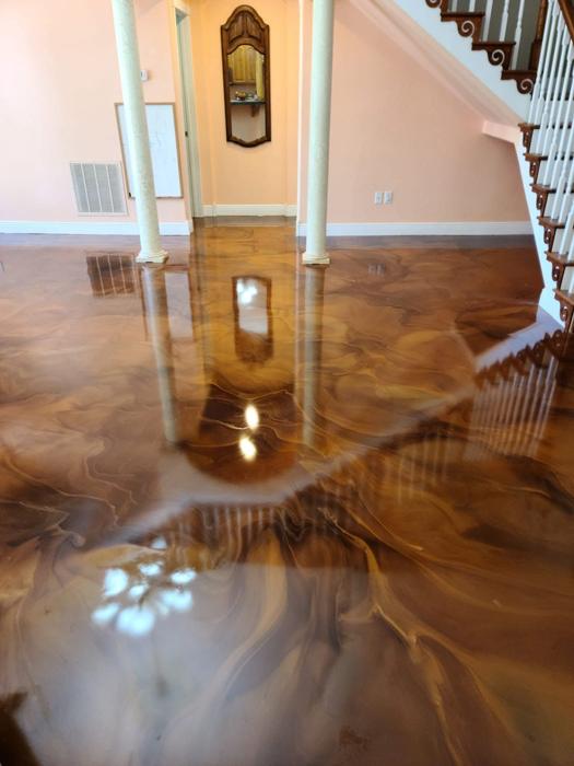 Copper metallic epoxy floor
