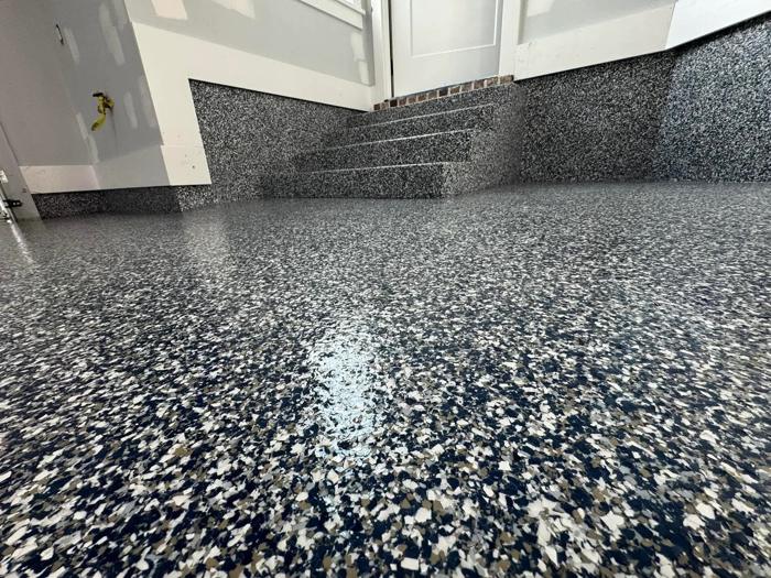 Flake epoxy garage floor