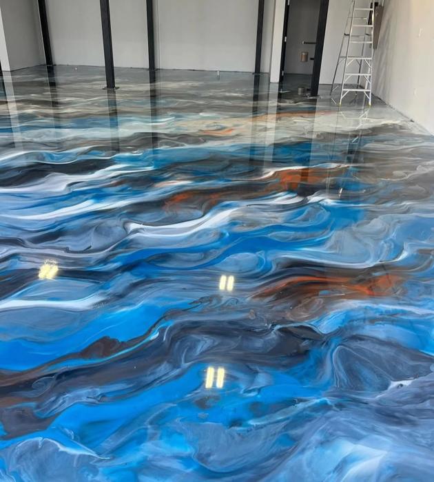 Ocean blue epoxy floor