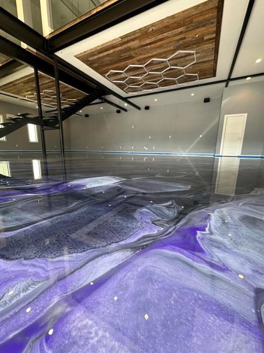 Purple metallic epoxy floor